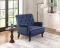 Luxurious Living Room Accent Chair 1Pc Blue Velvet Upholstered Button Tufted Trim Modern Living Room Furniture Blue Primary Living Space Classic,Luxury,Modern Solid Wood