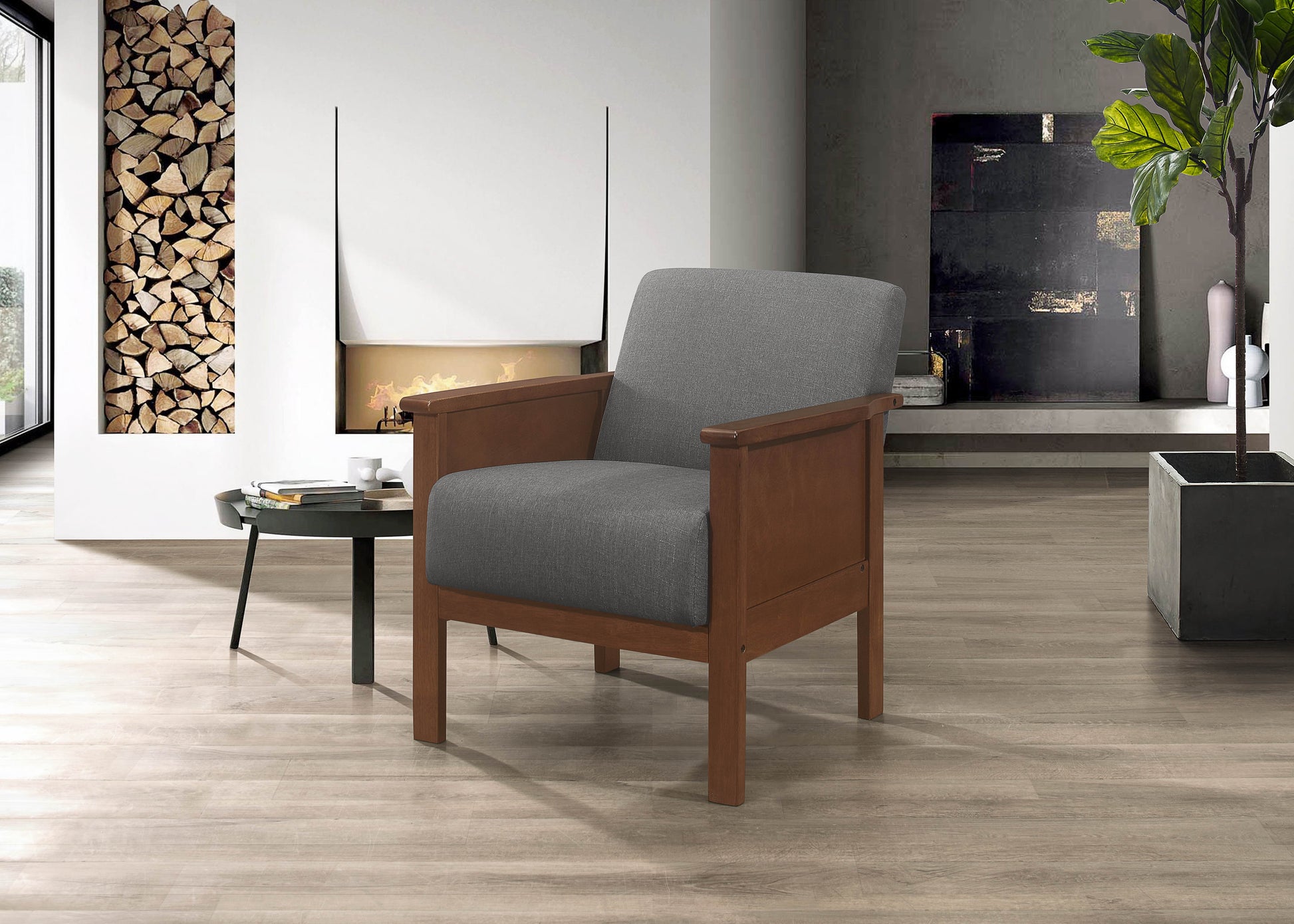 Durable Accent Chair 1Pc Luxurious Gray Upholstery Plush Cushion Comfort Modern Living Room Furniture Gray Primary Living Space Contemporary,Modern,Traditional Wood