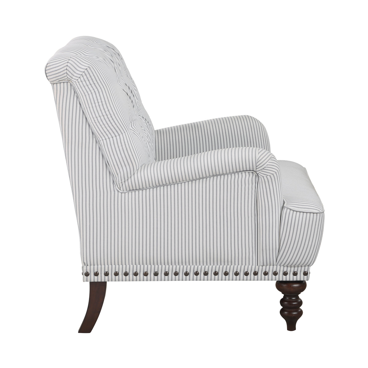 Luxurious Living Room Accent Chair 1Pc White Gray Fabric Upholstered Button Tufted Trim Modern Living Room Furniture Gray Primary Living Space Classic,Luxury,Modern Solid Wood