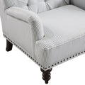 Luxurious Living Room Accent Chair 1Pc White Gray Fabric Upholstered Button Tufted Trim Modern Living Room Furniture Gray Primary Living Space Classic,Luxury,Modern Solid Wood
