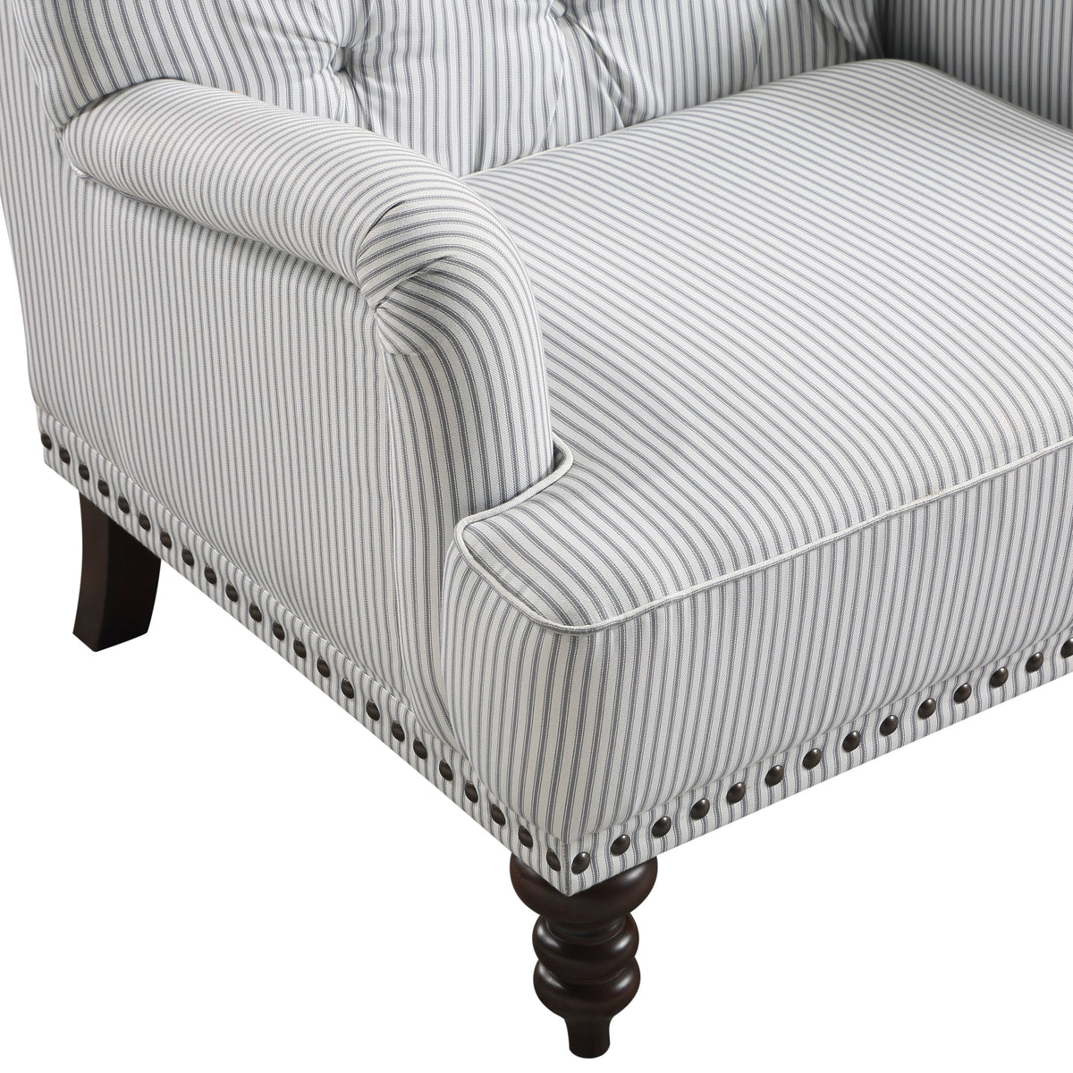 Luxurious Living Room Accent Chair 1Pc White Gray Fabric Upholstered Button Tufted Trim Modern Living Room Furniture Gray Primary Living Space Classic,Luxury,Modern Solid Wood