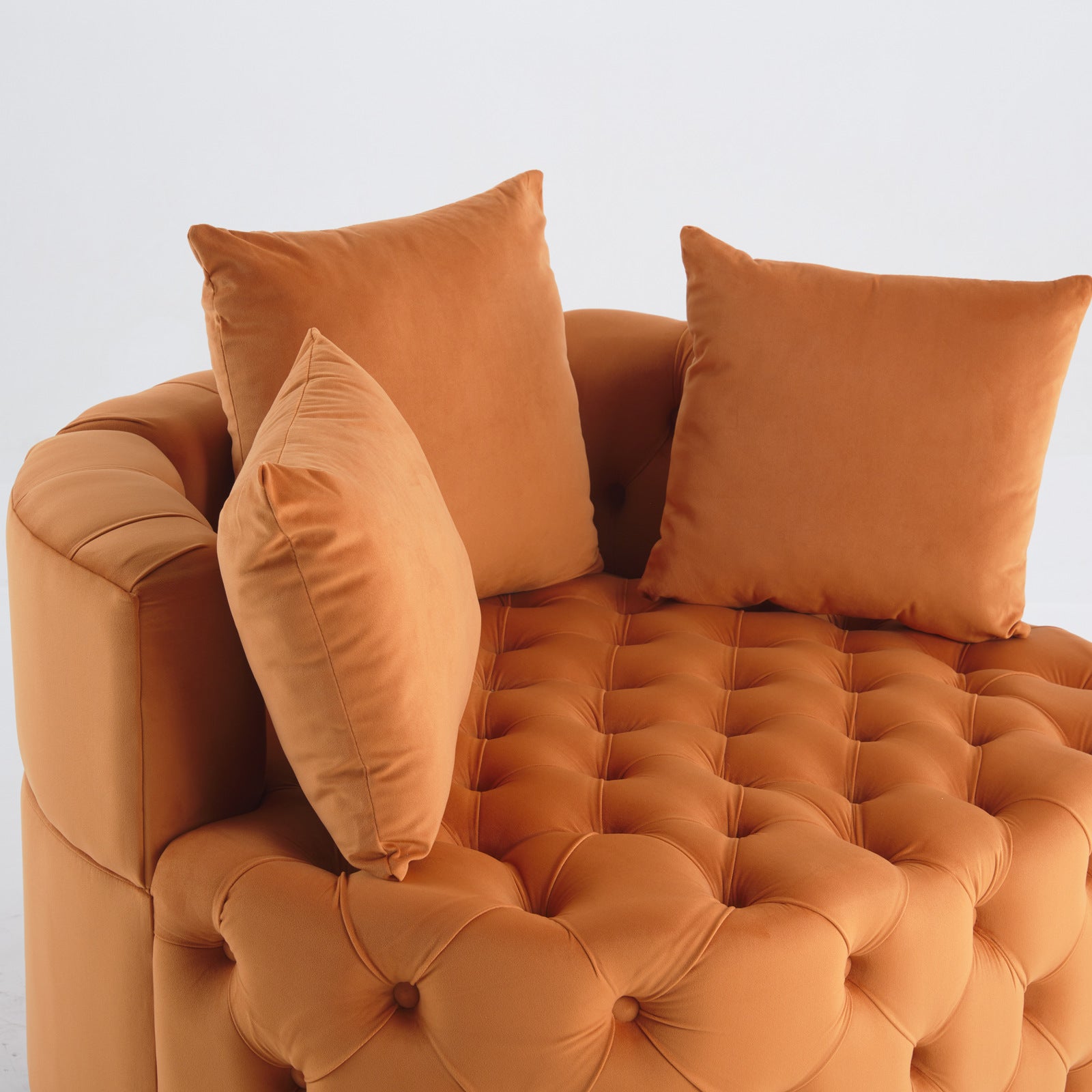 Width 40.6 Inches Accent Chair Classical Barrel Chair For Living Room Modern Leisure Sofa Chair Orange Orange Primary Living Space American Design Foam Velvet