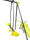 Xns052 Green And Blue Interesting Six Function Swingset With Net Swing Metal Plastic Safe Swing Set 440Lbs For Outdoor Playground For Age 3 With 31.5In Net Swing Green Steel