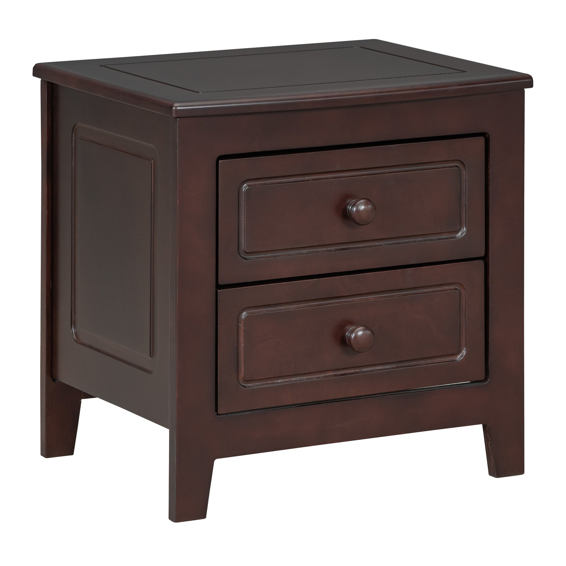 3 Pieces Bedroom Sets,Queen Size Wood Platform Bed And Two Nightstands Dark Walnut Walnut Wood