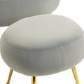 Coolmore Upholstered Velvet Barrel Accent Chair With Ottoman,Accent Comfy Lounge Arm Chair And Folding Footrest Stool Set,Single Sofa Armchair With Lounge Seat For Bedroom,Office Gray Gray Foam Velvet