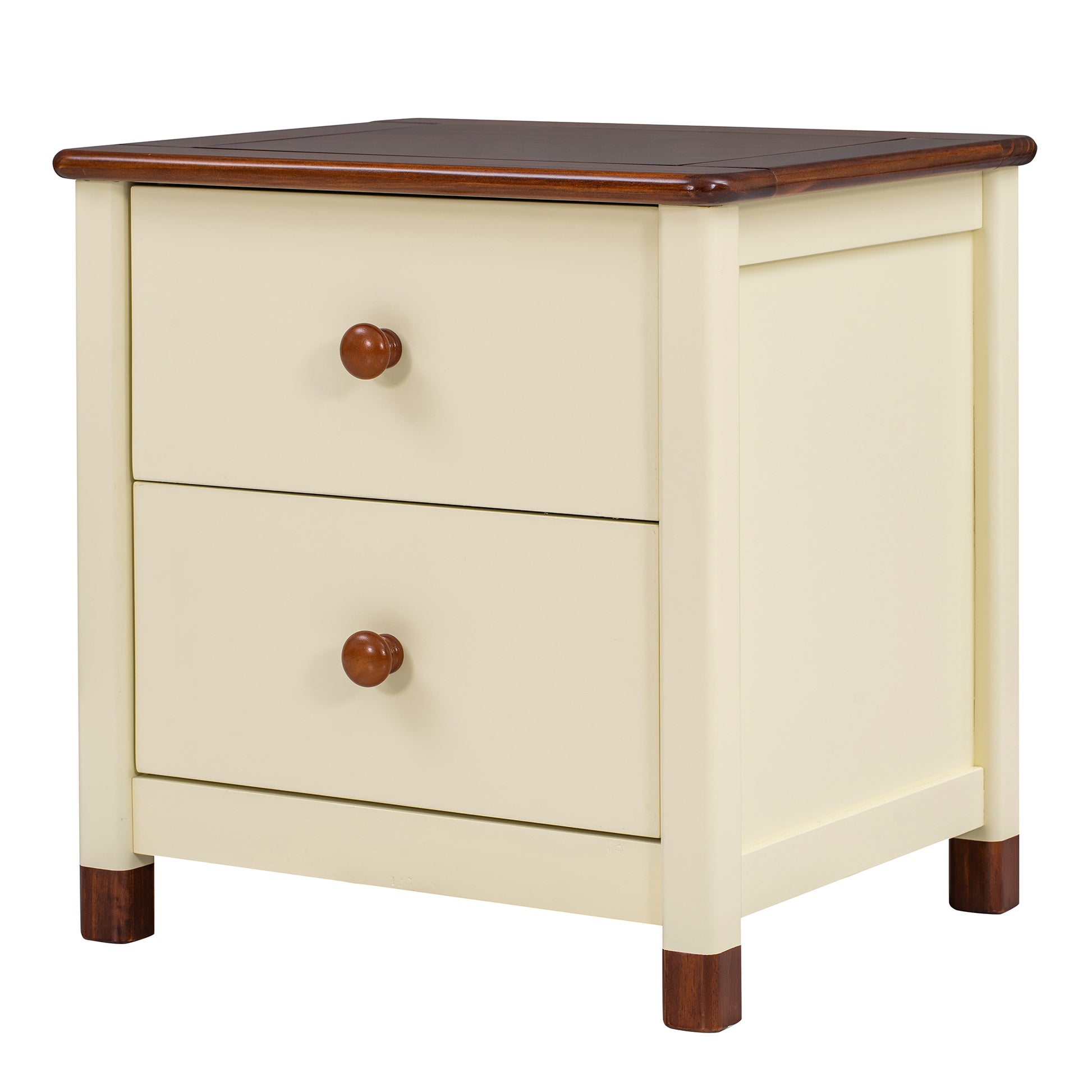 3 Pieces Bedroom Sets Twin Size Bear Shape Platform Bed With Nightstand And Storage Dresser,Cream Walnut Cream Wood