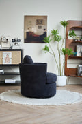 Swivel Barrel Chair, Comfy Round Accent Sofa Chair For Living Room, 360 Degree Swivel Barrel Club Chair, Leisure Arm Chair For Nursery, Hotel, Bedroom, Office, Lounge Black Black Primary Living Space Modern Foam Polyester