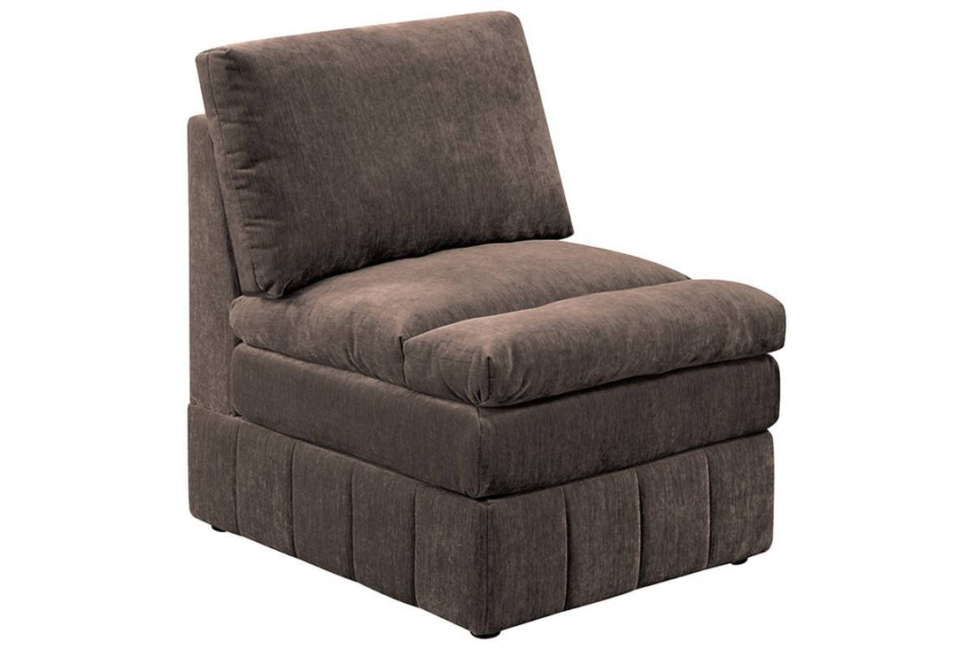Contemporary 1Pc Armless Chair Modular Chair Sectional Sofa Living Room Furniture Mink Morgan Fabric Suede Brown Mix Primary Living Space Contemporary,Modern Suede