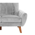 Sofa Set 2Pc Set In Black Faux Leather Light Gray Velvet