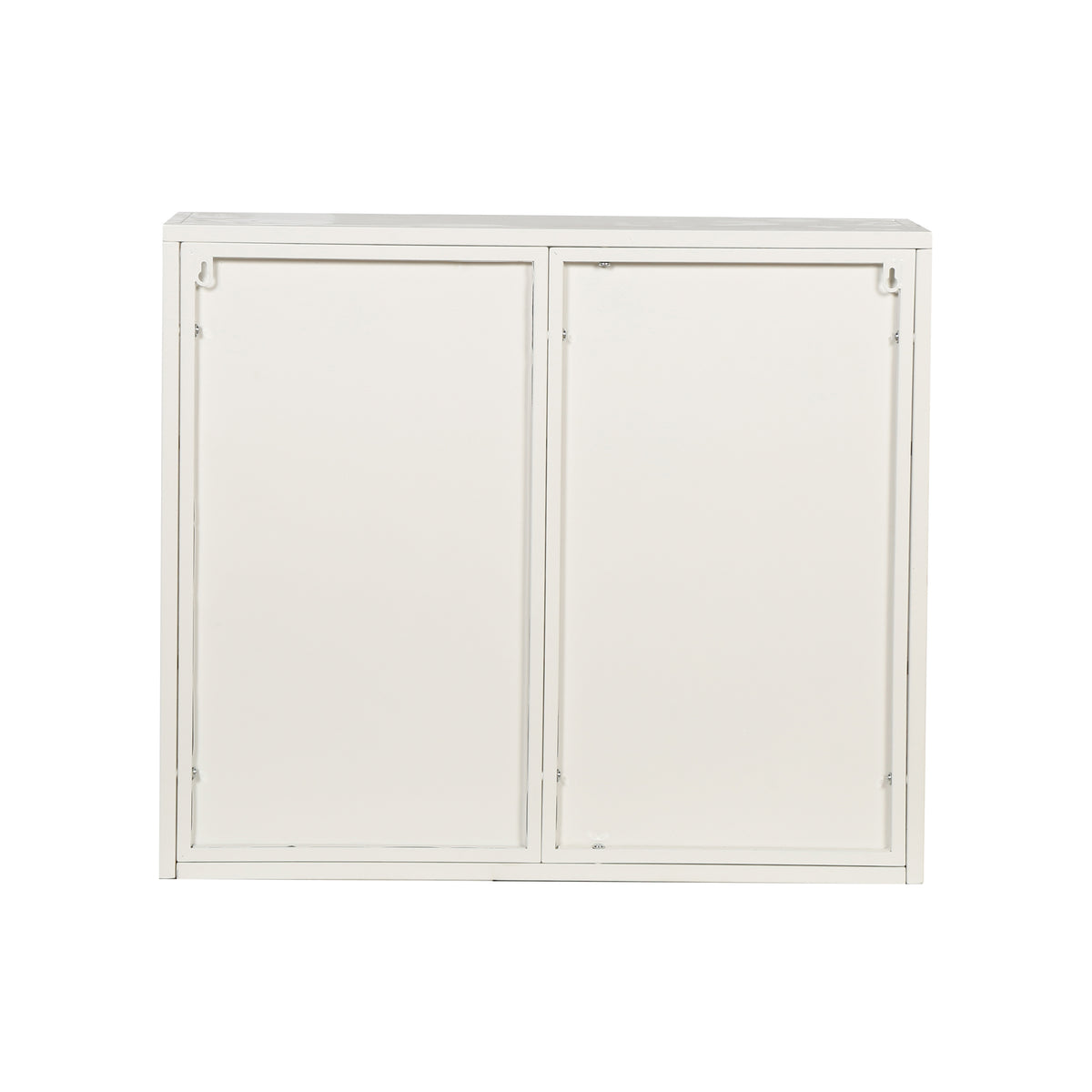 27.56"Glass Doors Modern Two Door Wall Cabinet With Featuring Three Tier Storage For Entryway Living Room Bathroom Dining Room,White White Metal