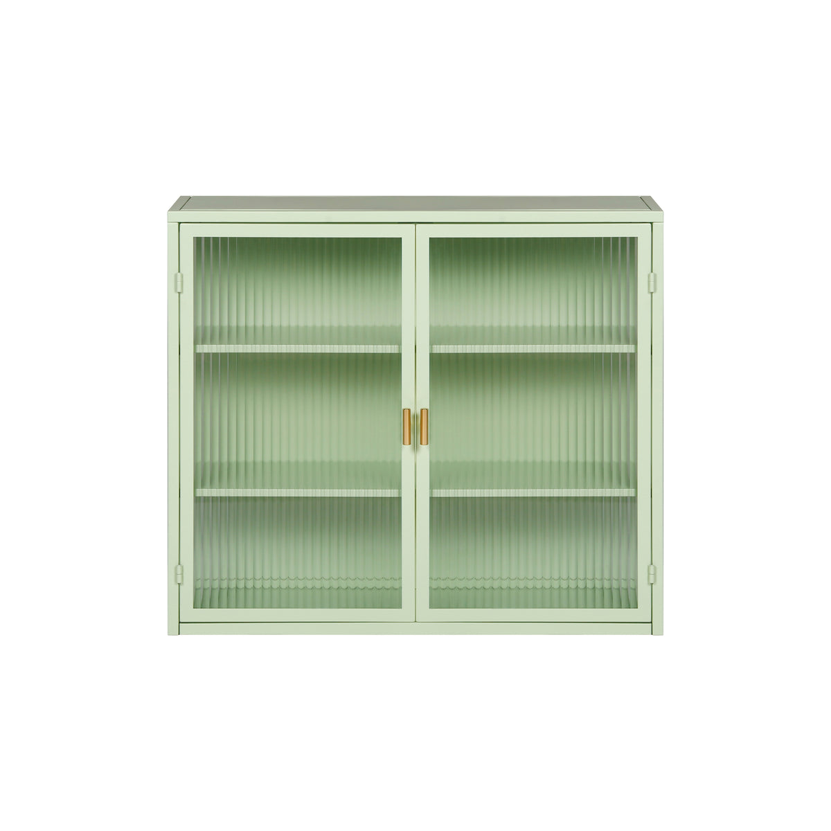 27.56"Glass Doors Modern Two Door Wall Cabinet With Featuring Three Tier Storage For Entryway Living Room Bathroom Dining Room,Mint Green Mint Green Metal