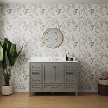Vanity Sink Combo Featuring A Marble Countertop, Bathroom Sink Cabinet, And Home Decor Bathroom Vanities Fully Assembled Grey 48 Inch Vanity With Sink 23V03 48Gr Gray Wood Solid Wood