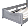 Twin Size Upholstered Daybed With Classic Stripe Shaped Headboard, Gray Gray Velvet
