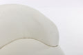 Chenille Fabric Swivel Accent Armchair Barrel Chair With Black Powder Coating Metal Ring,Ivory Ivory Foam Chenille