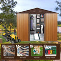 8Ft X 10Ft Outdoor Metal Storage Shed With Metal Floor Base,Coffee Coffee Iron
