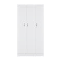 Ohio Armoire Wardrobe With 3 Doors, 2 Drawers, And 4 Tier Shelves White White Particle Board