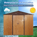 8Ft X 6Ft Outdoor Metal Storage Shed With Floor Base,Coffee W540S00014 Coffee Iron