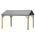 12'X14' Hardtop Gazebo Outdoor Aluminum Gazebo With Galvanized Steel Gable Canopy For Patio Decks Backyard Yellow Brown Yellow Brown Metal