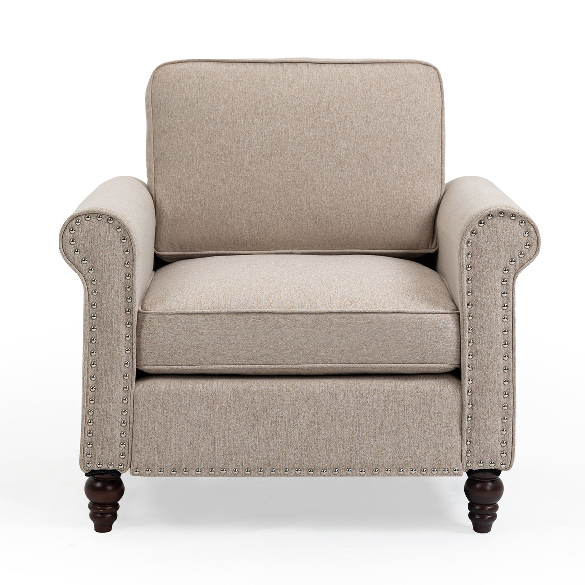 Modern Upholstered Accent Chair Armchair, Fabric Reading Living Room Side Chair,Single Sofa Light Beige Burlap