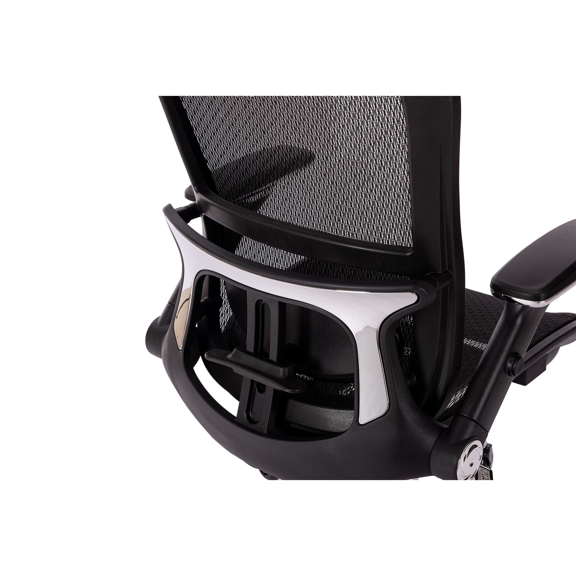 Black Ergonomic Mesh Office Chair, High Back Adjustable Headrest With Flip Up Arms, Tilt And Lock Function, Lumbar Support And Blade Wheels, Kd Chrome Metal Legs Black Office American Design Office
