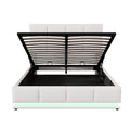 Full Size Tufted Upholstered Platform Bed With Hydraulic Storage System,Pu Storage Bed With Led Lights And Usb Charger, White White Pu