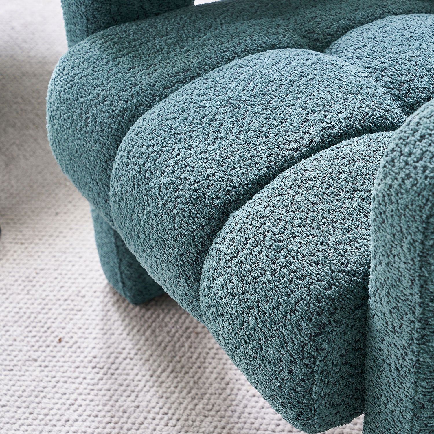 31.10" Wide Boucle Upholstered Accent Chair Green Primary Living Space Modern Fiber Foam And Polyester Fiber Pad Boucle