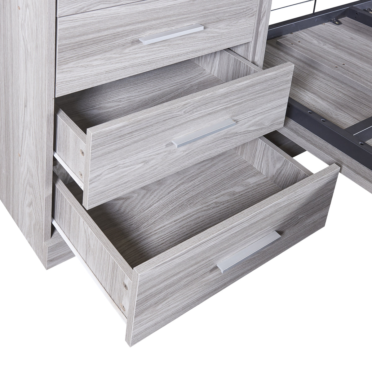 Full Size Murphy Bed With Storage Shelves And Drawers, Gray Box Spring Not Required Full Gray Murphy Solid Wood Mdf