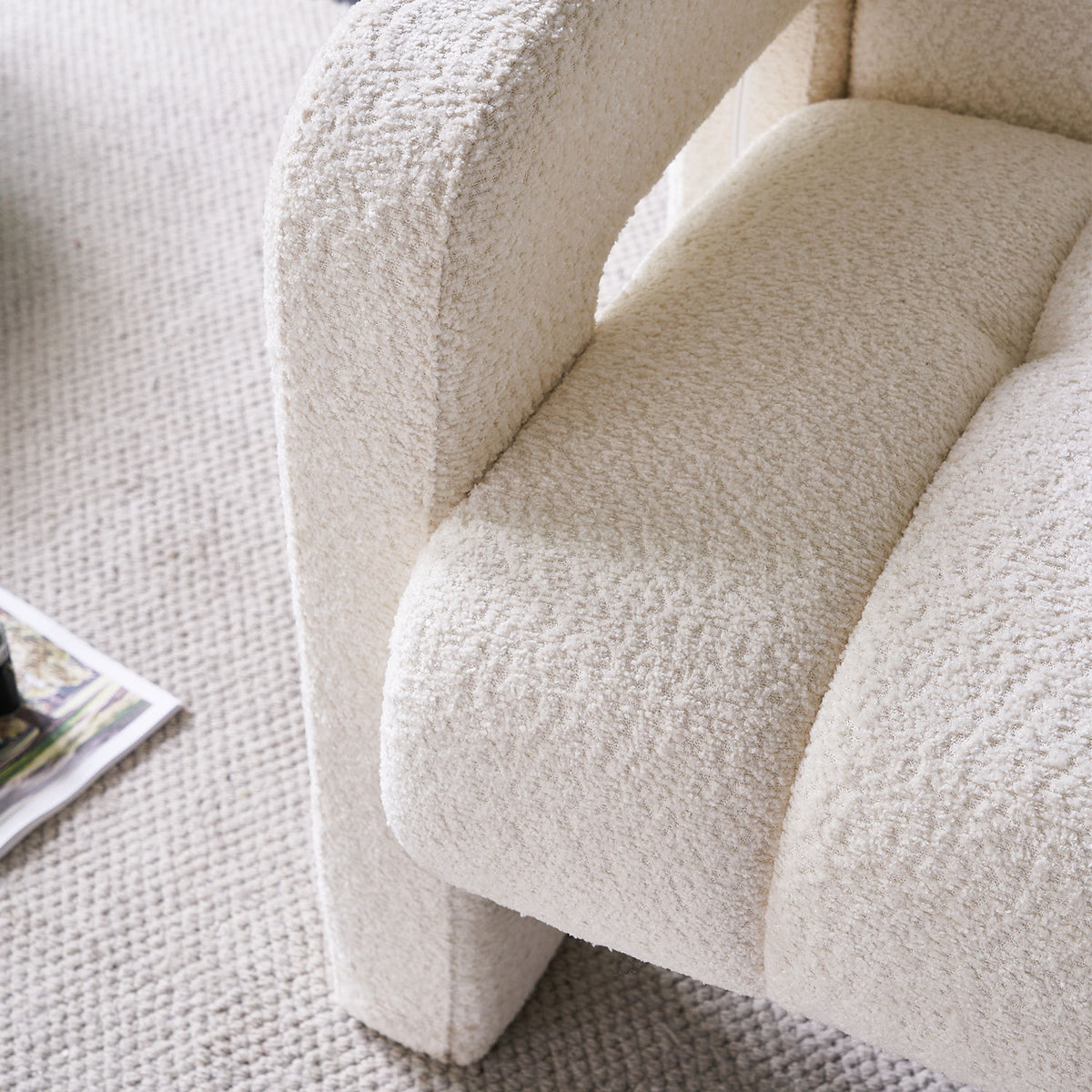 31.10" Wide Boucle Upholstered Accent Chair Beige Primary Living Space Modern Fiber Foam And Polyester Fiber Pad Boucle