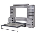 Full Size Murphy Bed With Storage Shelves And Drawers, Gray Box Spring Not Required Full Gray Murphy Solid Wood Mdf