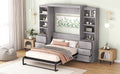Full Size Murphy Bed With Storage Shelves And Drawers, Gray Box Spring Not Required Full Gray Murphy Solid Wood Mdf