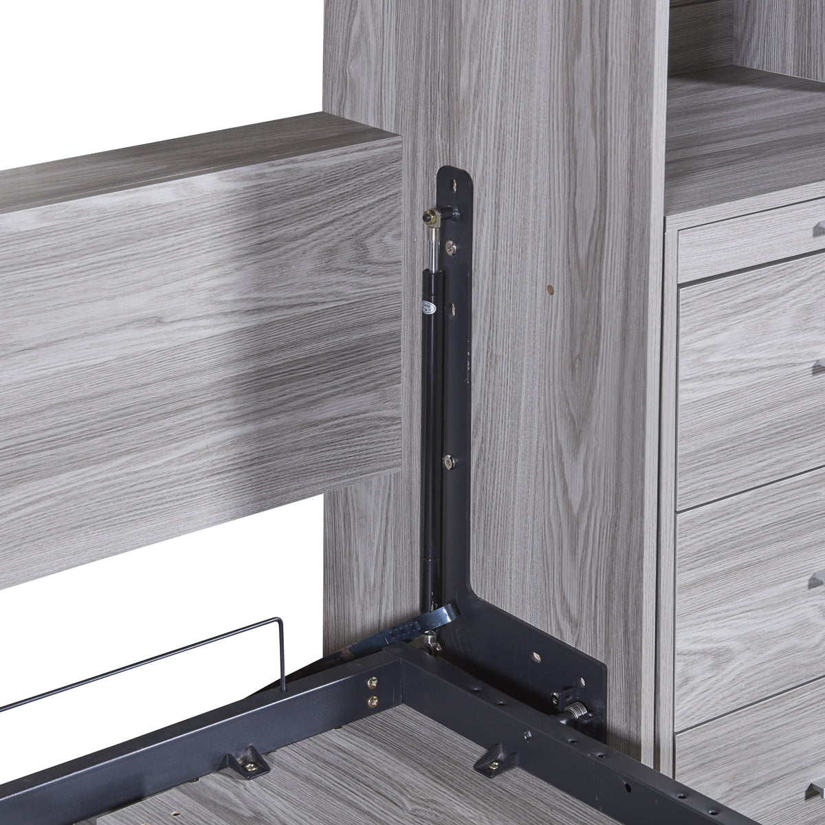 Full Size Murphy Bed With Storage Shelves And Drawers, Gray Box Spring Not Required Full Gray Murphy Solid Wood Mdf