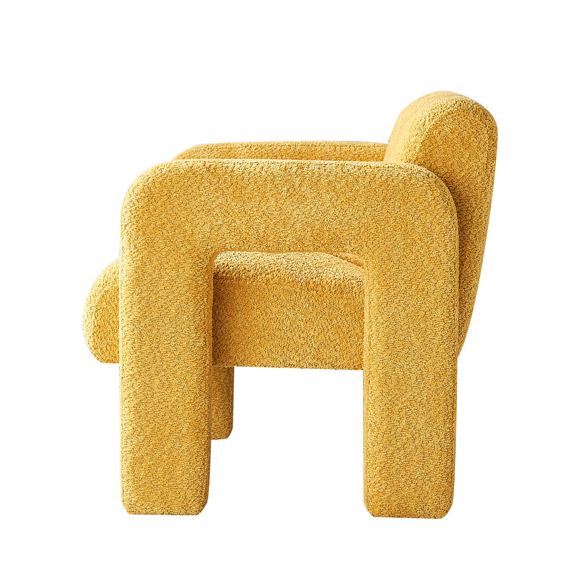 31.10" Wide Boucle Upholstered Accent Chair Yellow Primary Living Space Modern Fiber Foam And Polyester Fiber Pad Boucle