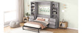 Full Size Murphy Bed With Storage Shelves And Drawers, Gray Box Spring Not Required Full Gray Murphy Solid Wood Mdf