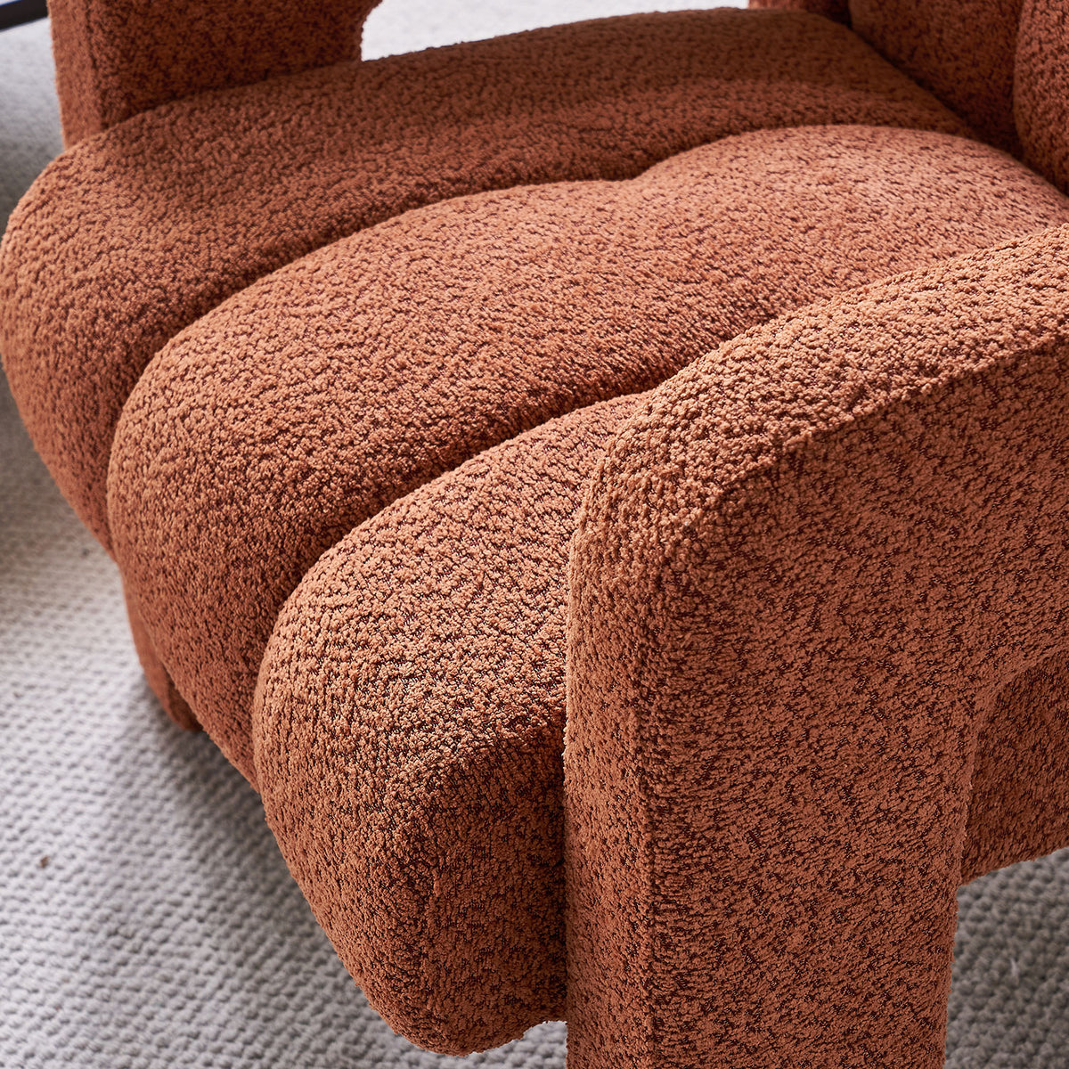 31.10" Wide Boucle Upholstered Accent Chair Orange Primary Living Space Modern Fiber Foam And Polyester Fiber Pad Boucle