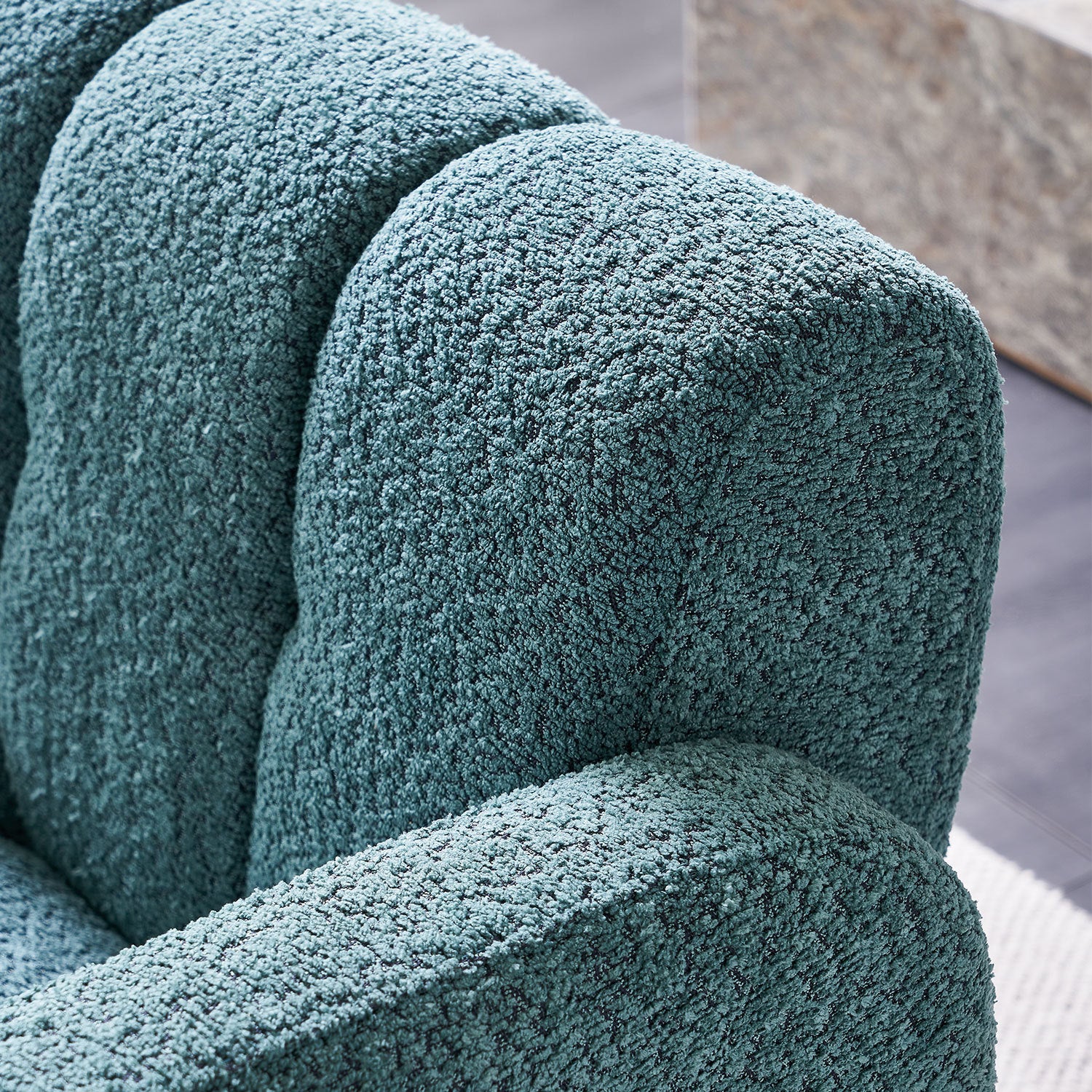 31.10" Wide Boucle Upholstered Accent Chair Green Primary Living Space Modern Fiber Foam And Polyester Fiber Pad Boucle