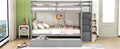 Full Over Full Bunk Bed With Twin Size Trundle And Staircase, Gray Gray Solid Wood