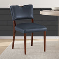 Bryson Midnight Blue Faux Leather Dining Chair Set Of 2 Dark Navy Foam Solid Wood