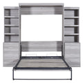 Full Size Murphy Bed With Storage Shelves And Drawers, Gray Box Spring Not Required Full Gray Murphy Solid Wood Mdf