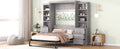Full Size Murphy Bed With Storage Shelves And Drawers, Gray Box Spring Not Required Full Gray Murphy Solid Wood Mdf