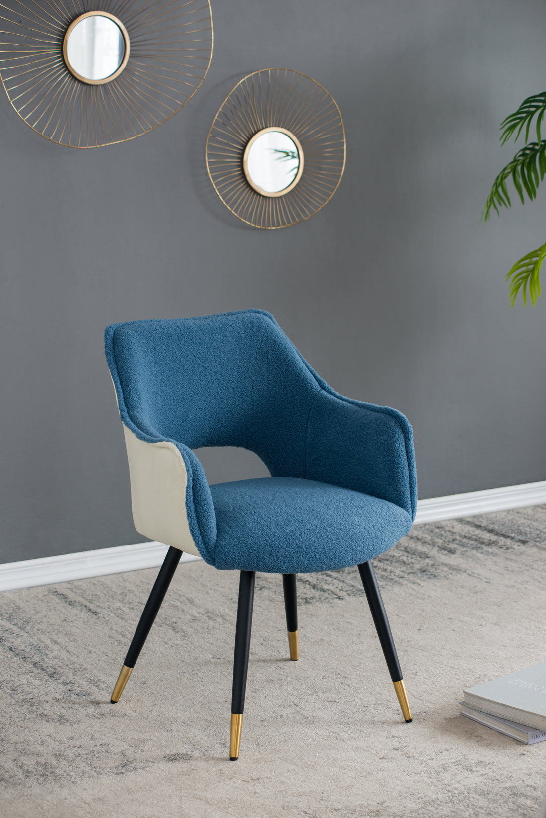 Set Of 2 Blue Fabric Side Chair, Living Room Bedroom Kitchen Vanity Accent Chair, 23" X 23" X 34" Blue Iron