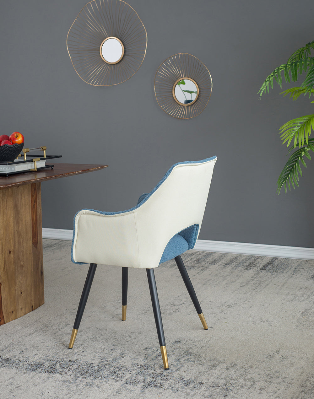 Set Of 2 Blue Fabric Side Chair, Living Room Bedroom Kitchen Vanity Accent Chair, 23" X 23" X 34" Blue Iron
