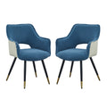 Set Of 2 Blue Fabric Side Chair, Living Room Bedroom Kitchen Vanity Accent Chair, 23