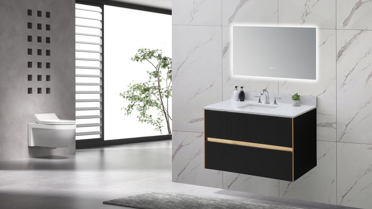 43"X 22" Bathroom Stone Vanity Top Carrara Jade Engineered Marble Color With Undermount Ceramic Sink And 3 Faucet Hole With Backsplash White Stone