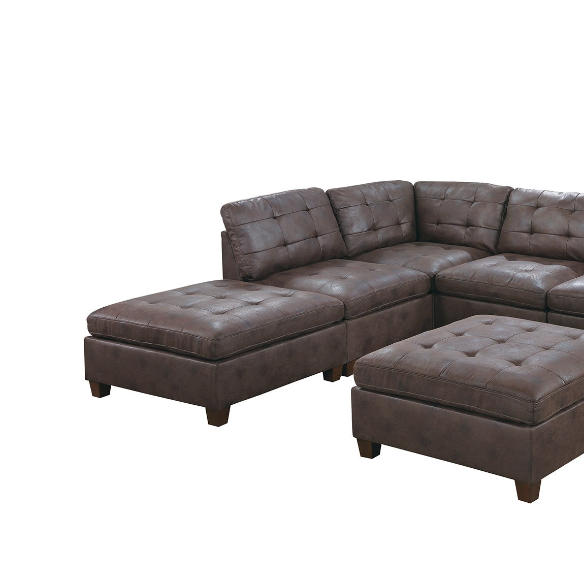 Living Room Furniture Tufted Armless Chair Dark Brown 1Pc Cushion Armless Chair Sofa Wooden Legs Dark Brown Primary Living Space Contemporary,Modern Faux Leather