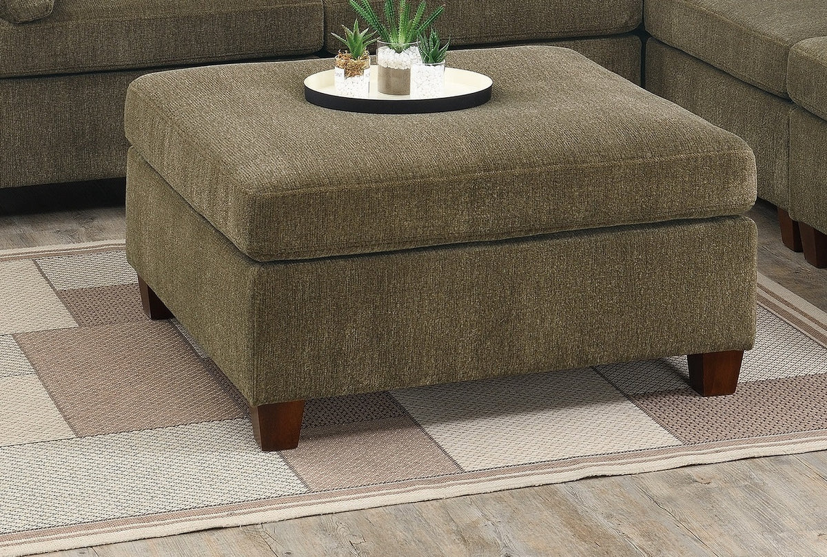 Contemporary 1Pc Ottoman Tan Color Chenille Fabric Modular Corner Wedge Sofa Living Room Furniture Tan Contemporary,Modern Rectangle Chenille