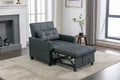 Futon Chair Bed Convertible Chair 3 In 1 Pull Out Sleeper Chair Beds With Usb Ports, Wear Resistant And Anti Scratch, Armchair Bed Sleeper For Living Room Black Leather Black Foam Leather 1 Seat