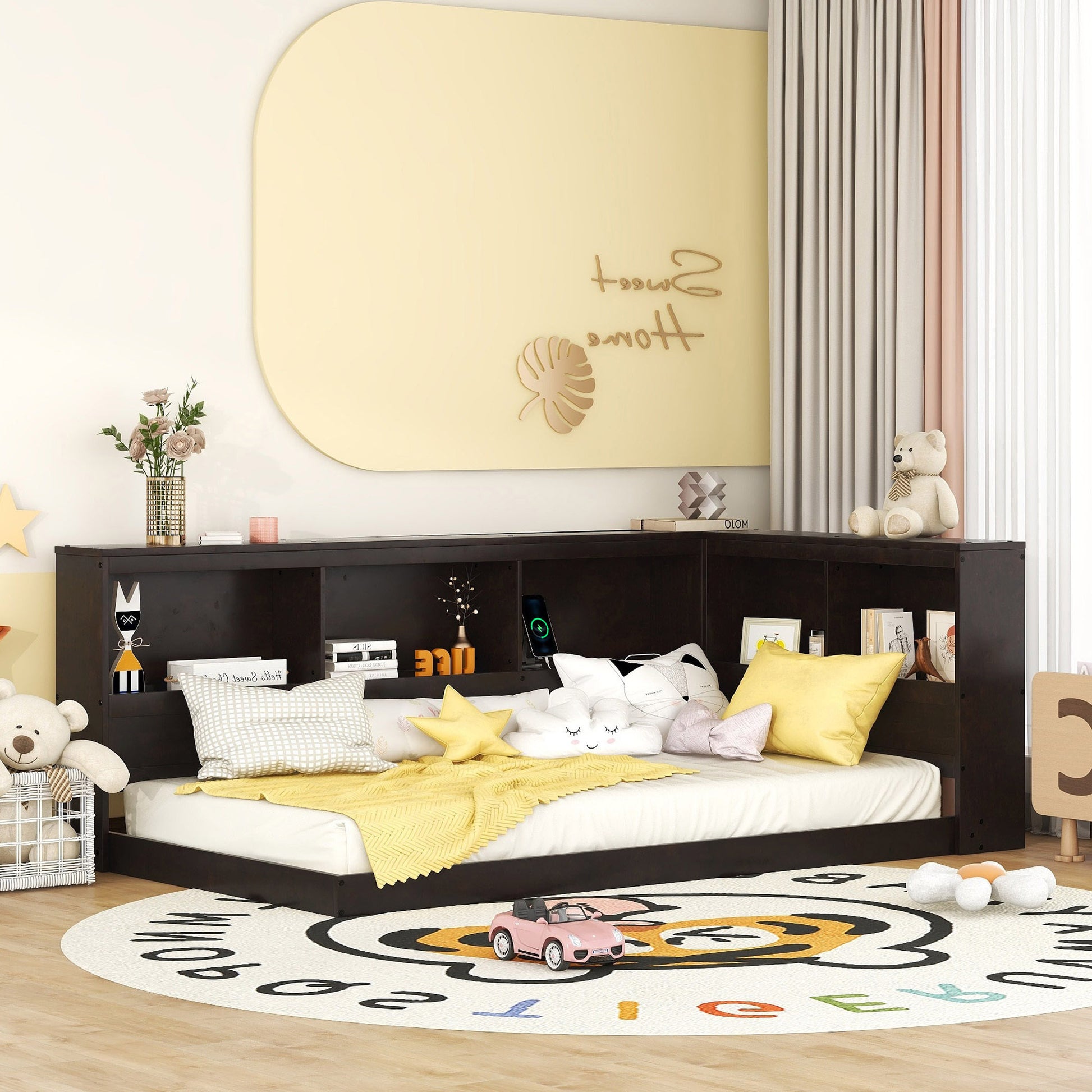 Wood Twin Size Daybed With Storage Cabinets And Usb Ports, Espresso Box Spring Not Required Espresso Wood Solid Wood Mdf