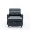 Futon Chair Bed Convertible Chair 3 In 1 Pull Out Sleeper Chair Beds With Usb Ports, Wear Resistant And Anti Scratch, Armchair Bed Sleeper For Living Room Black Leather Black Foam Leather 1 Seat