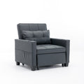Futon Chair Bed Convertible Chair 3 In 1 Pull Out Sleeper Chair Beds With Usb Ports, Wear Resistant And Anti Scratch, Armchair Bed Sleeper For Living Room Black Leather Black Foam Leather 1 Seat
