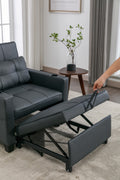Futon Chair Bed Convertible Chair 3 In 1 Pull Out Sleeper Chair Beds With Usb Ports, Wear Resistant And Anti Scratch, Armchair Bed Sleeper For Living Room Black Leather Black Foam Leather 1 Seat